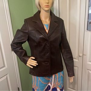 Wilsons Leather Brown Leather Button-Front Jacket